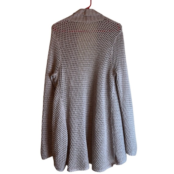 Eileen Fisher Cream Chunky Knit Open Front Long Sleeve Cardigan Sz L - Picture 10 of 11